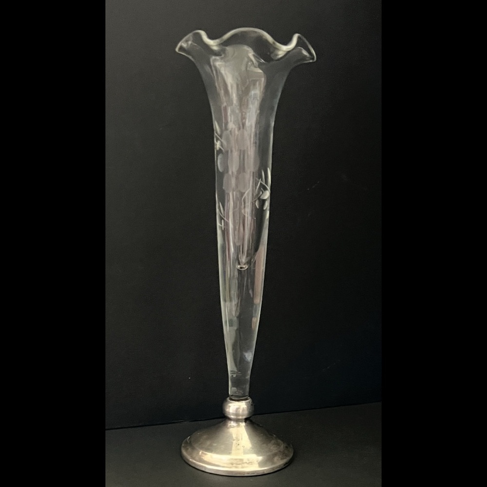 Vintage Webster Co. Sterling Silver Weighted Glass Bud Vase - Picture 3 of 9